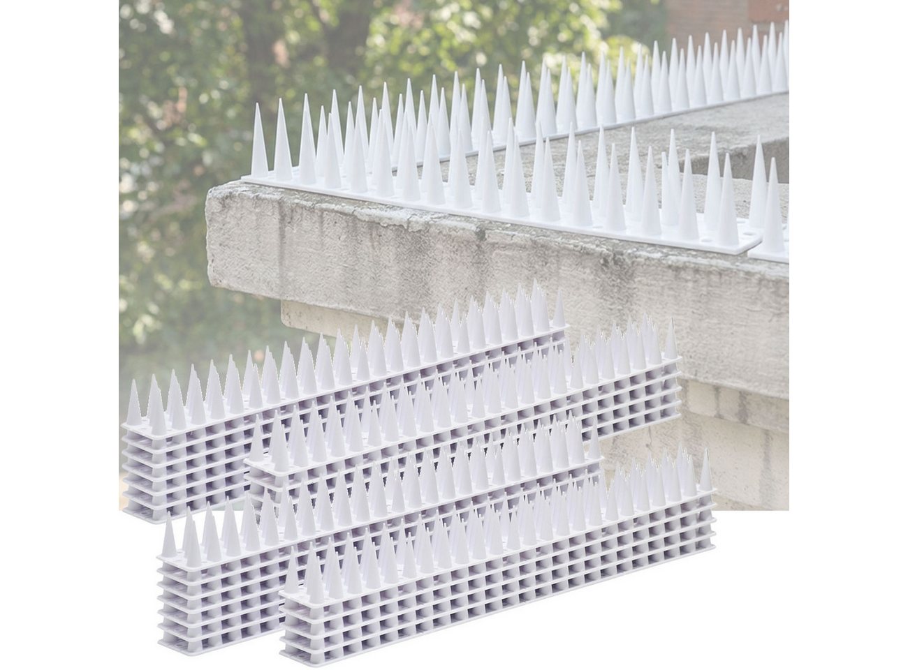 shop'n smile ideoon Taubenspikes Taubenspikes Weiß 5,4m Effektive 3-reihige Vogelabwehr Polycarbonat, 24-St., 12 St. / 32 St., 12/24 Stachel-Module, 3reihiges Polycarbonat, individuell zuschneidbar Bild 2