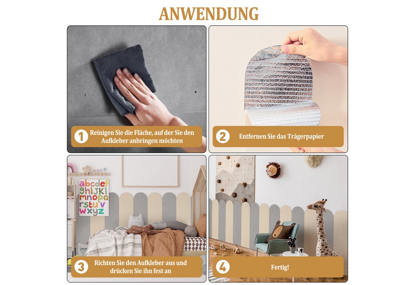 Diwzbyn 3D Wandpaneel 6er Set 3D-Wandpaneele 60 × 15 cm, 3D-Dekorations-Wandaufkleber, (6-tlg) Kinder-Stoßschutz-Schaumstoff-Wandpaneele Bild 3