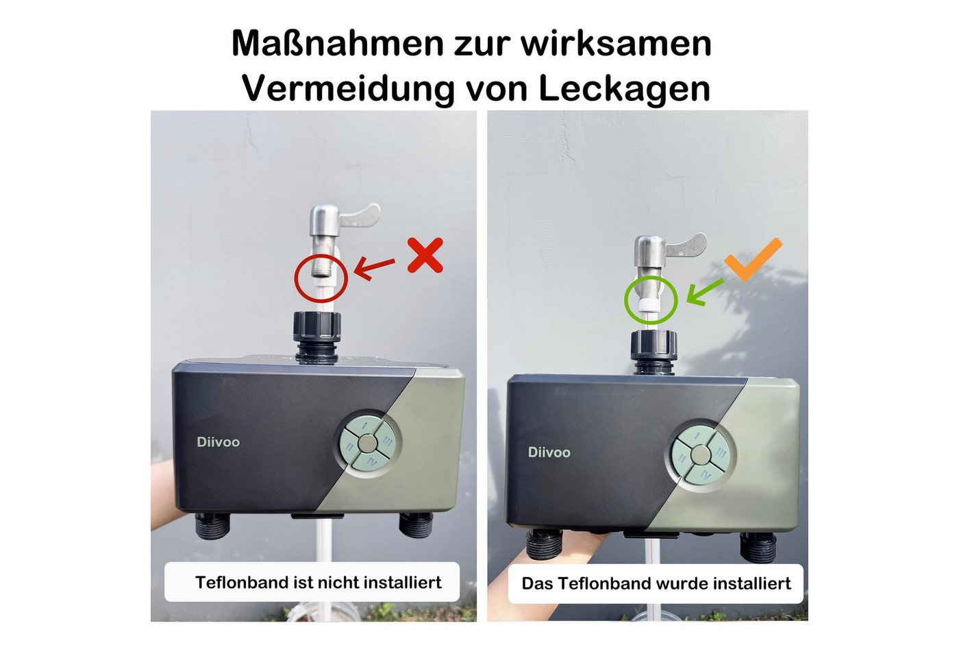 Diivoo Bewässerungssystem Bewässerungscomputer WLAN 4 Ausgänge, Wasser-Timer mit HomGar-App, (Wasser Zeitschaltuhr mit Alexa Sprachsteuerung)