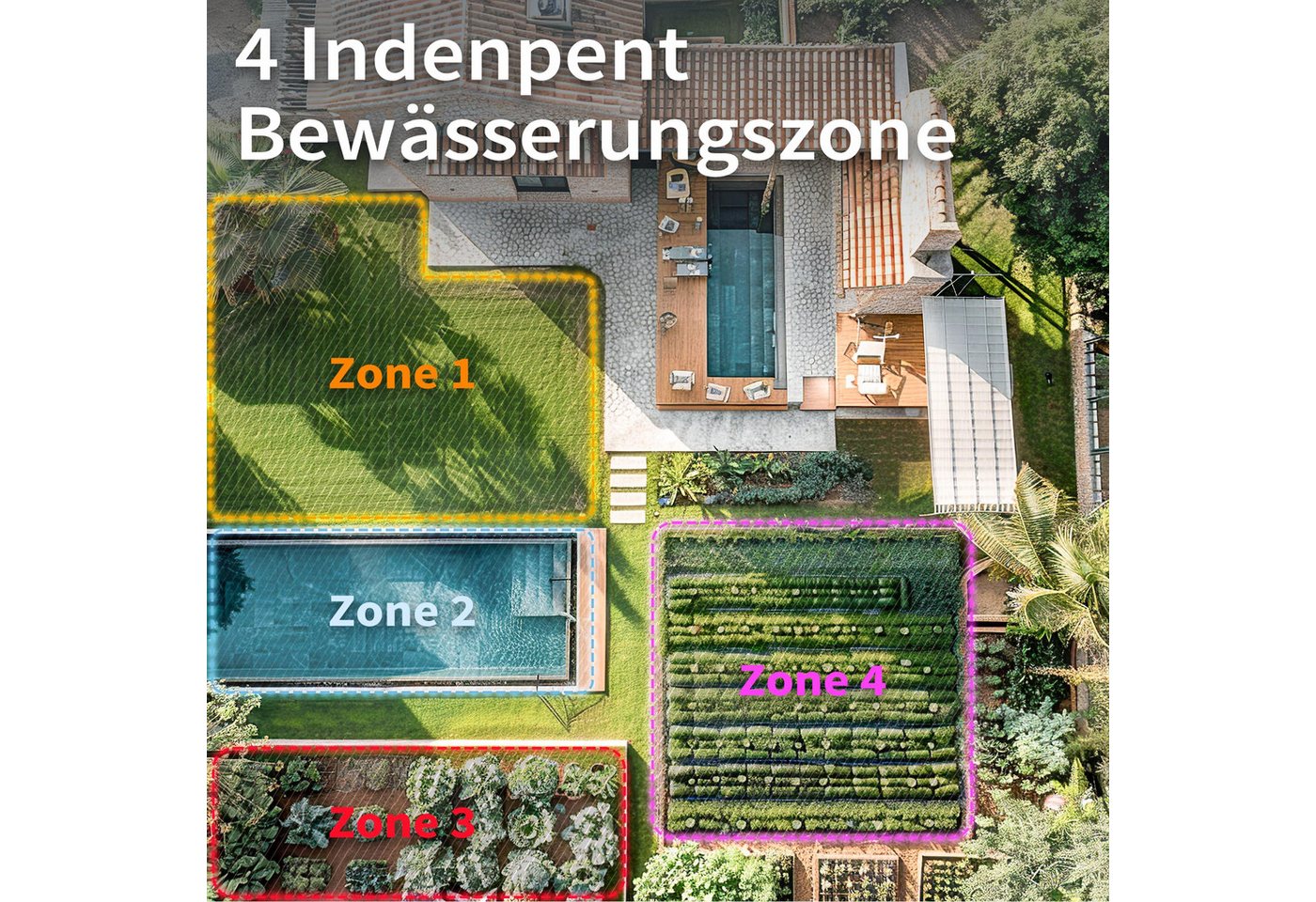 Diivoo Bewässerungssystem Bewässerungscomputer WLAN 4 Ausgänge, Wasser-Timer mit HomGar-App, (Wasser Zeitschaltuhr mit Alexa Sprachsteuerung) Bild 2