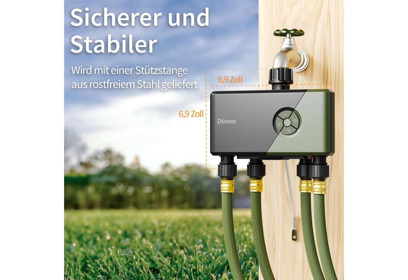 Diivoo Bewässerungssystem Bewässerungscomputer WLAN 4 Ausgänge, Wasser-Timer mit HomGar-App, (Wasser Zeitschaltuhr mit Alexa Sprachsteuerung) Bild 4