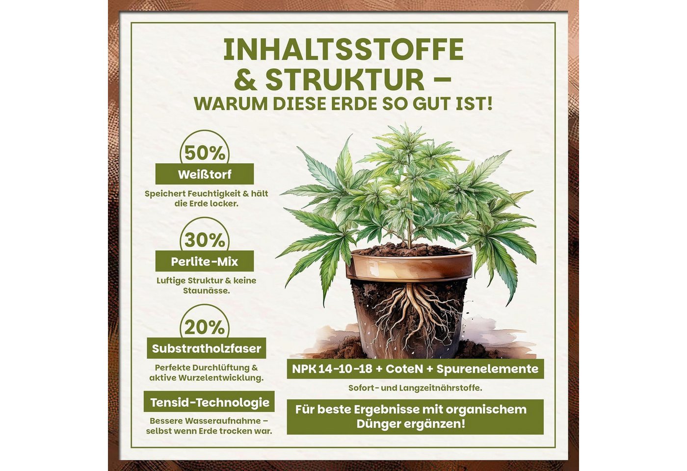 GREEN HOME LOVE NATURE Spezialerde Hanferde All Mix für Wachstum, Blüte & Autoflower 18 L, 36 L, 72 L, All-Mix, Autoflower, Perlite, Kokosfaser, pH 5,10 Bild 4