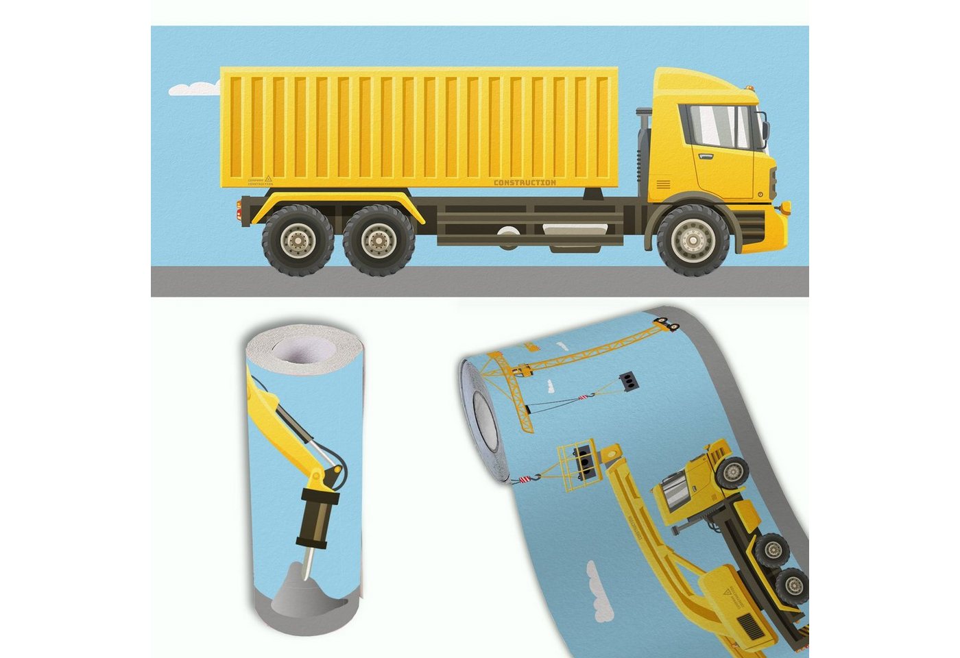 Sunnywall Bordüre Baufahrzeuge (Bordüre - 400 cm), Auto, (1 St), hochwertige 200 g/m² Vliestapete Bild 4