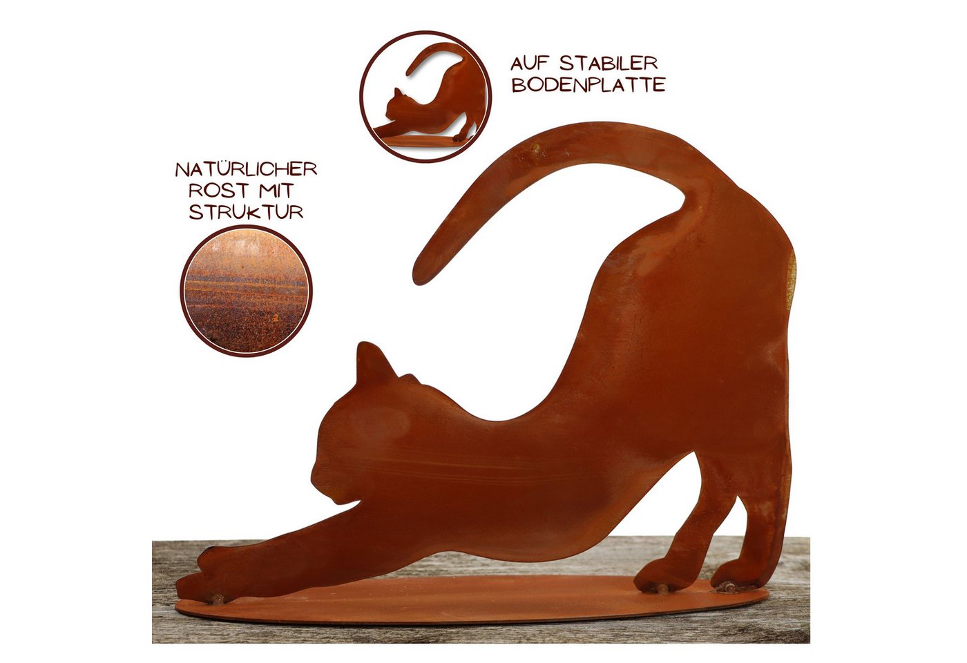 Rostikal Gartenfigur Katze 23×30 cm – Gartenfigur aus Cortenstahl, wetterfest & handgemacht, (1 St), Geschenkidee für Katzenfreunde, stimmige Ergänzung für Garten & Haus Bild 2