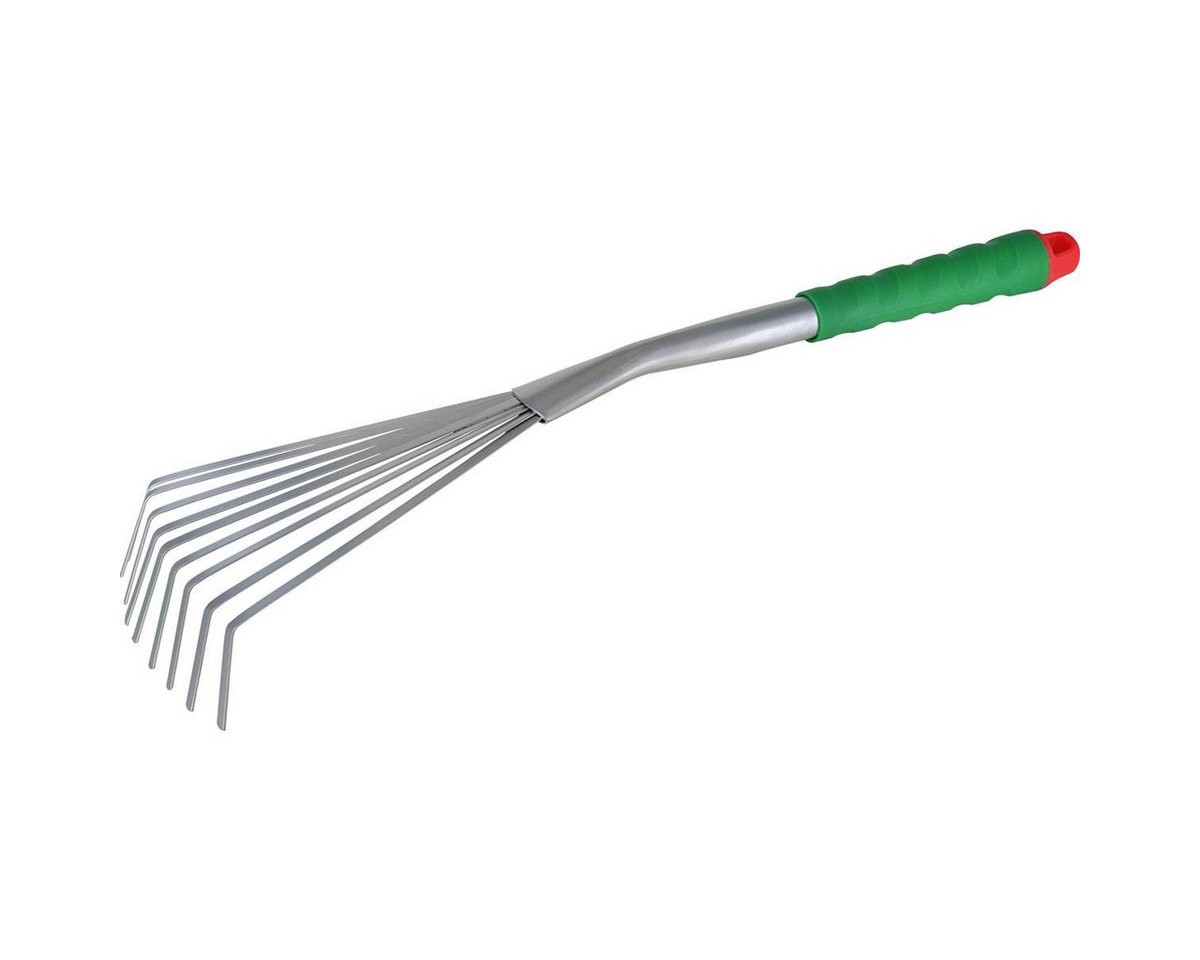 Triuso Kleinfeger Federstahl Hand Laubrechen 12cm mit 9 Zinken, 12,00 cm Arbeitsbreite, mit handsympathischem Kunststoffgriff