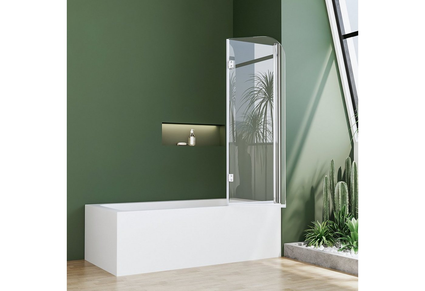 Boromal Badewannenfaltwand Badewannenaufsatz 2-teilig Duschwand Faltbar für Dusche 6 mm ESG 140H, Einscheibensicherheitsglas, Beidseitige Nanobeschichtung Bild 2