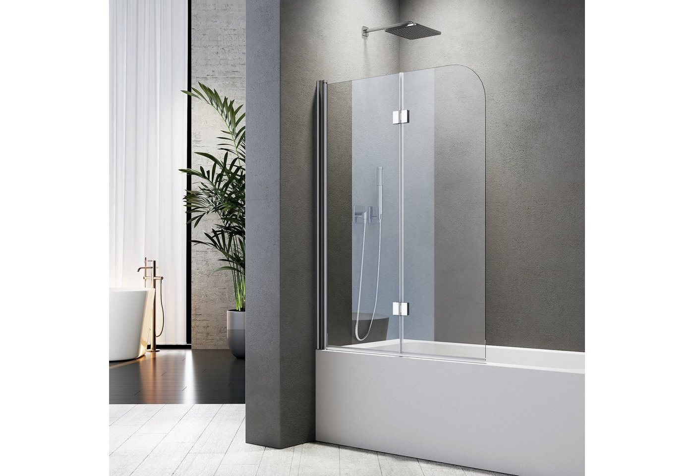 Boromal Badewannenfaltwand Badewannenaufsatz 2-teilig Duschwand Faltbar für Dusche 6 mm ESG 140H, Einscheibensicherheitsglas, Beidseitige Nanobeschichtung Bild 5