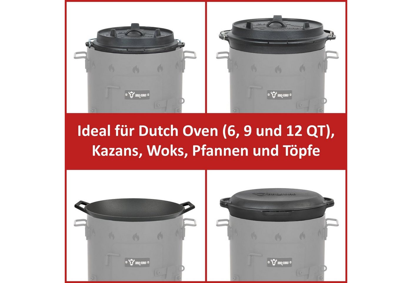 BBQ-Toro Feuerstelle Kazan Ofen Ø 35 cm, Gulaschkessel, Feuerkessel, Outdoor Ofen, Utschak, (1-St), Seitliche Griffe zum Transport Bild 2