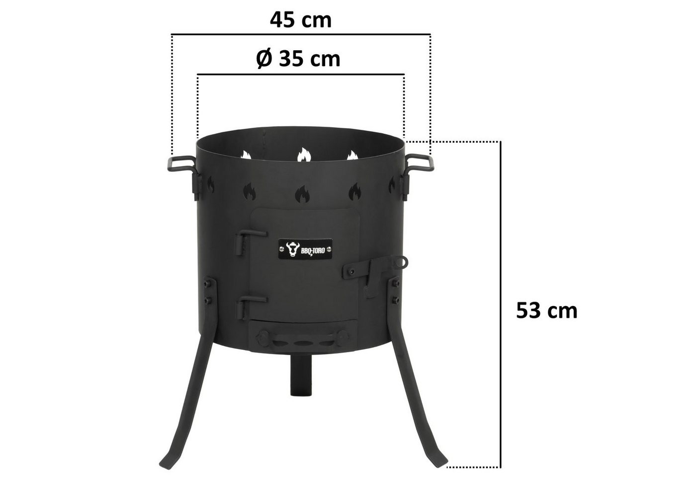 BBQ-Toro Feuerstelle Kazan Ofen Ø 35 cm, Gulaschkessel, Feuerkessel, Outdoor Ofen, Utschak, (1-St), Seitliche Griffe zum Transport Bild 3