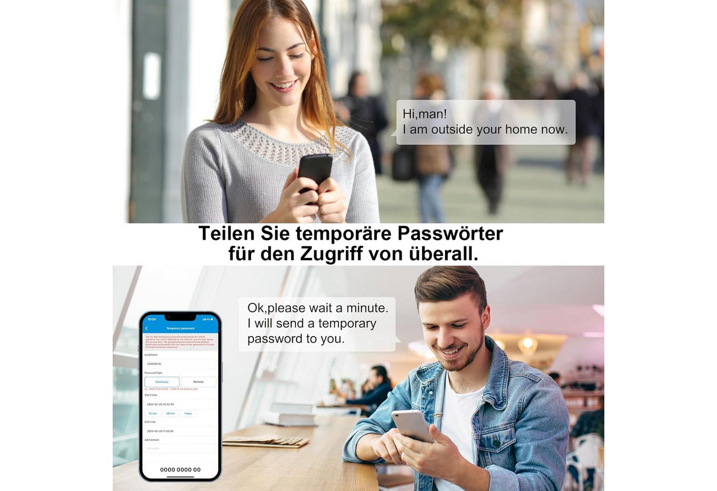 WE.LOCK Türschlossantrieb WELOCK Elektronisches Türschloss PBL41 für 50-100mm Türen, (Packung, Smartes türschloss x1, Anleitung x1, Zubehörbox x1), Passwort, APP, USB-Entsperrung, 5-Minuten-Installation Bild 2