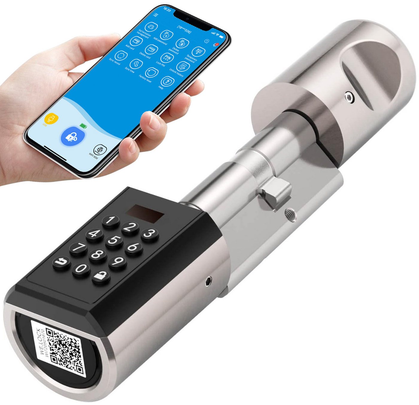 WE.LOCK Türschlossantrieb WELOCK Elektronisches Türschloss PBL41 für 50-100mm Türen, (Packung, Smartes türschloss x1, Anleitung x1, Zubehörbox x1), Passwort, APP, USB-Entsperrung, 5-Minuten-Installation Bild 3