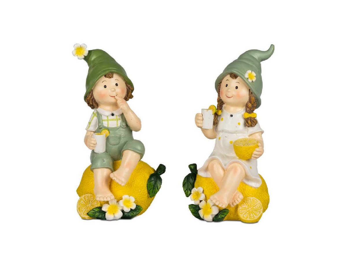 formano Gartenfigur Sommerkinder mit Zitrone und Getränk in der Hand 2er Set