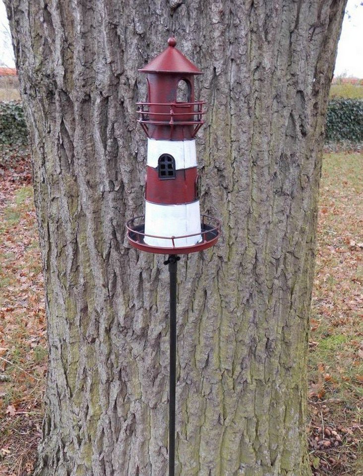 Deko-Impression Gartenstecker Leuchtturm Gartenstab Gartenstecker Windlicht Eisen rot-weiß lackiert (1-St) Bild 3