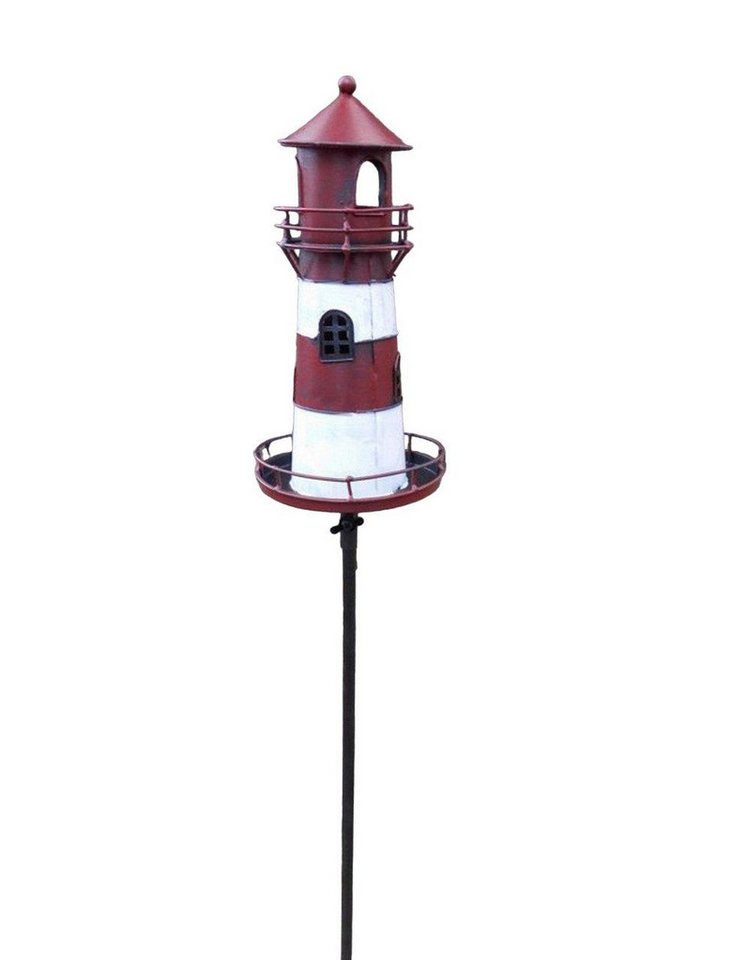 Deko-Impression Gartenstecker Leuchtturm Gartenstab Gartenstecker Windlicht Eisen rot-weiß lackiert (1-St) Bild 4