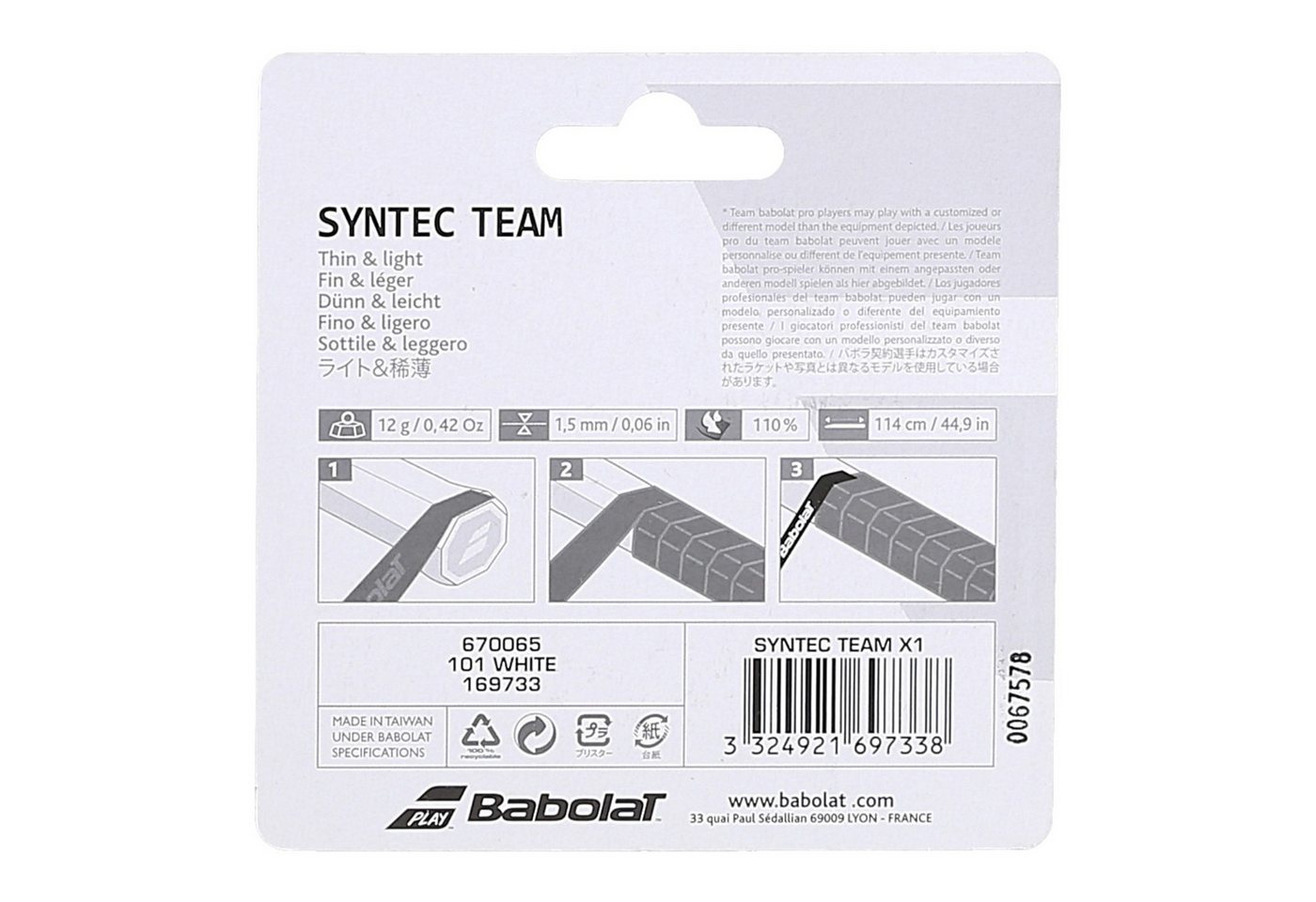 Babolat Griffband Basisband Syntec Team 1.5mm weiss - 1 Stück