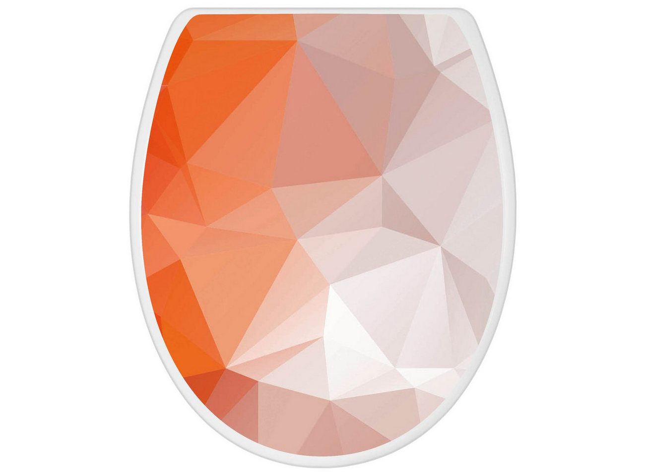 banjado WC-Sitz mit Absenkautomatik Motiv Orange Polygon (umweltfreundliches Material, integrierte Scharniere), 44,5 x 37 x 5 cm Bild 4