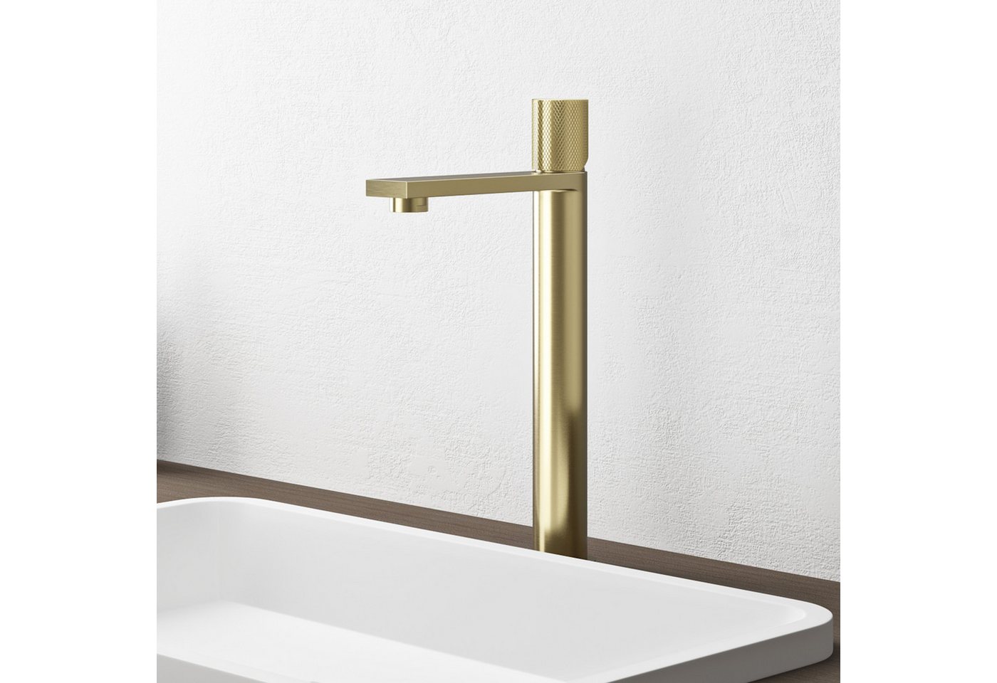 doporro Waschtischarmatur Wasserhahn Bad mit 107 mm Auslaufhöhe Edelstahlgehäuse Fino-01 Hochwertiger Edelstahlkörper mit PVD-Beschichtung