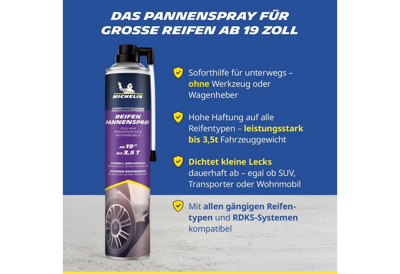 Michelin Reifen-Reparaturset SUV 4x4 ab 19 zoll und mehr Reifenpannenspray Dose 750 ml Reifendicht Bild 5