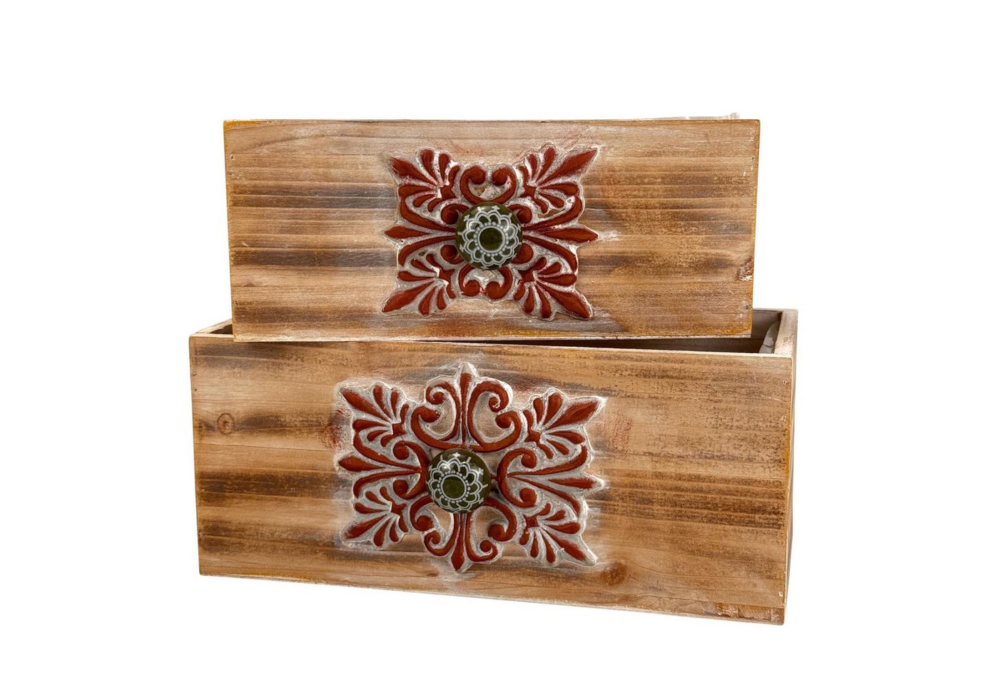 Online-Fuchs Blumentopf 2 Schubladen bis 28 cm groß - Kräutertopf, Blumentöpfe - innen & außen (für Küche, Wohnzimmer oder Balkon, 103), kunstvoll verzierte Fronten mit einem stilvollen Knauf Bild 3