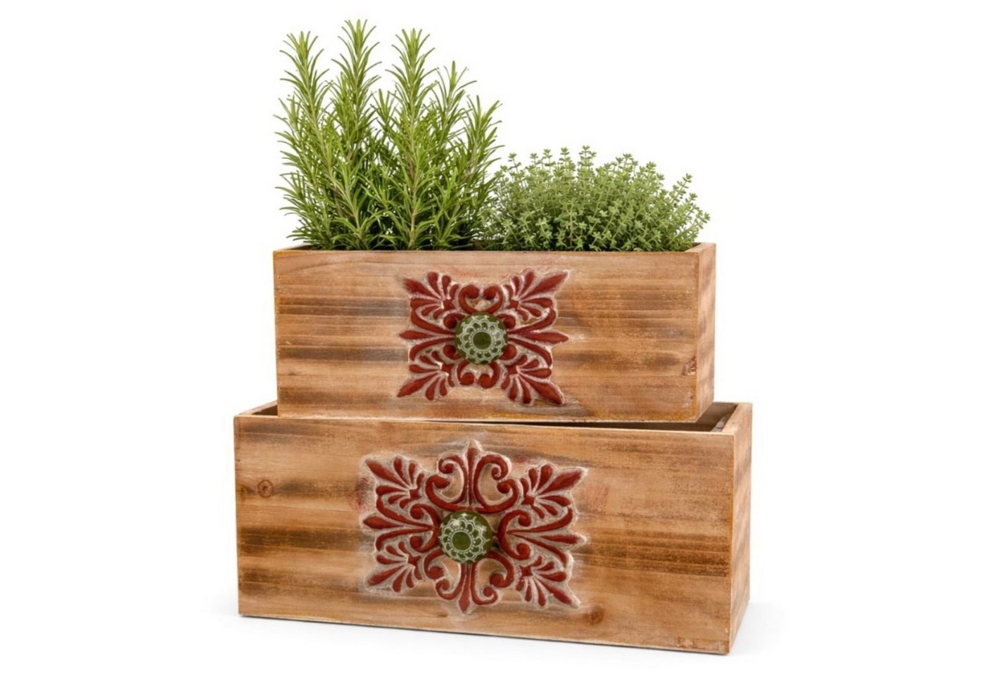 Online-Fuchs Blumentopf 2 Schubladen bis 28 cm groß - Kräutertopf, Blumentöpfe - innen & außen (für Küche, Wohnzimmer oder Balkon, 103), kunstvoll verzierte Fronten mit einem stilvollen Knauf Bild 4