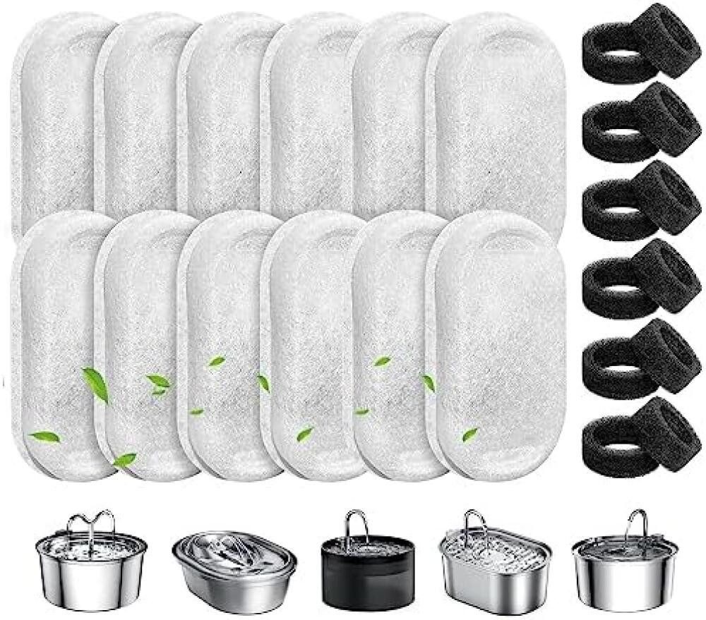 FELIXLEO Ersatzfilter Katzenbrunnen Filter 24 Stk Kohle Schaum 2L-4L Edelstahl Bild 2