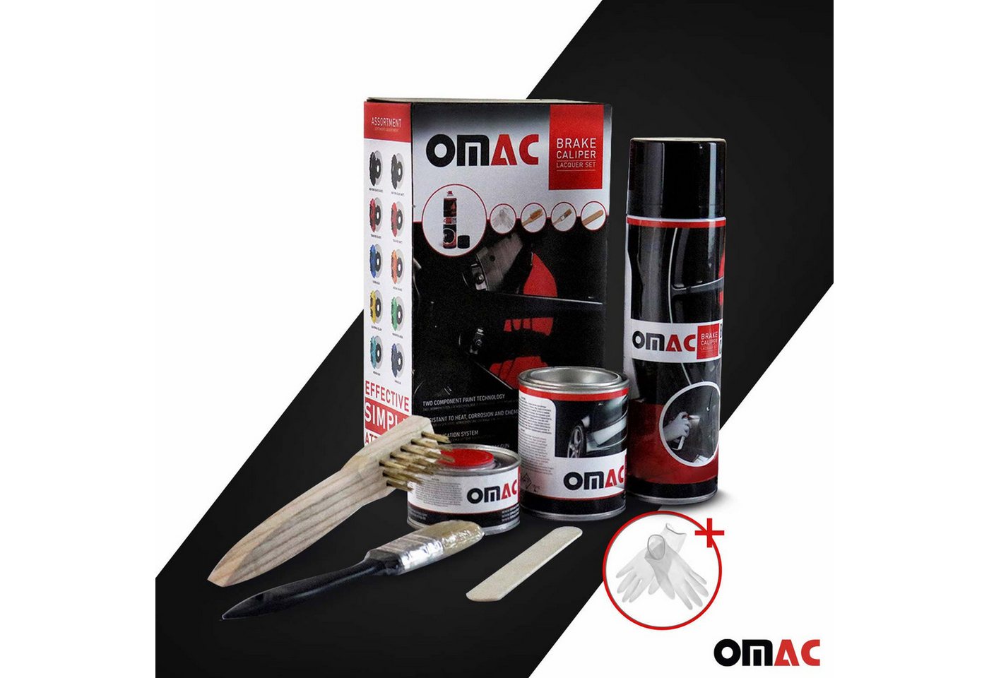 OMAC Sprühfarbe OMAC Bremssattellack New York Schwarz Glänz Auto Lack Set, Hitzbeständig, Starke Haftung, Einfache DIY-Anwendung Bild 2