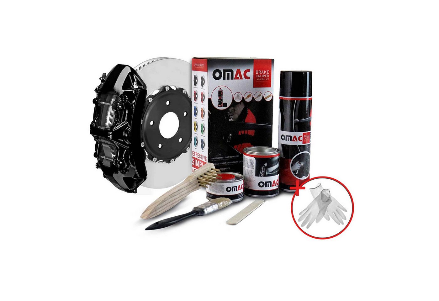 OMAC Sprühfarbe OMAC Bremssattellack New York Schwarz Glänz Auto Lack Set, Hitzbeständig, Starke Haftung, Einfache DIY-Anwendung Bild 4