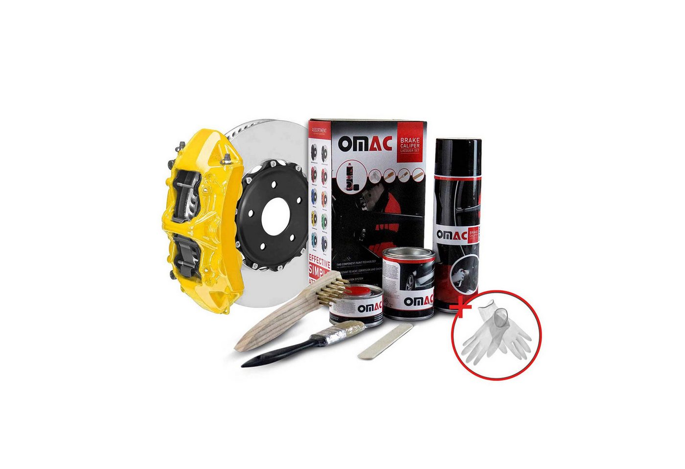 OMAC Sprühfarbe OMAC Bremssattellack California Gelb Auto Lack Set Tuning, Hitzbeständig, Starke Haftung, Einfache DIY-Anwendung