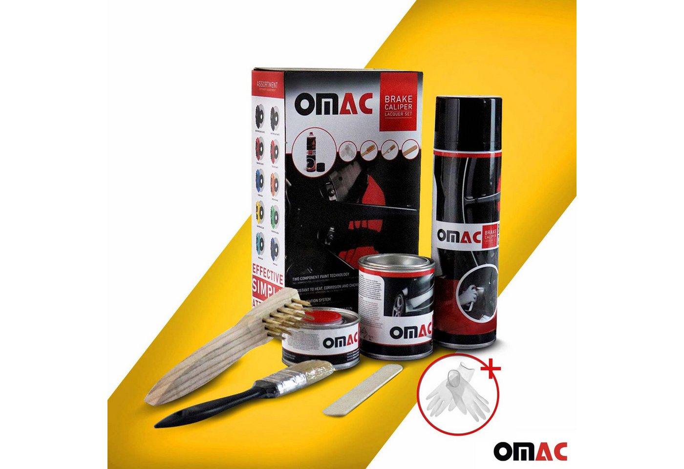 OMAC Sprühfarbe OMAC Bremssattellack California Gelb Auto Lack Set Tuning, Hitzbeständig, Starke Haftung, Einfache DIY-Anwendung Bild 4