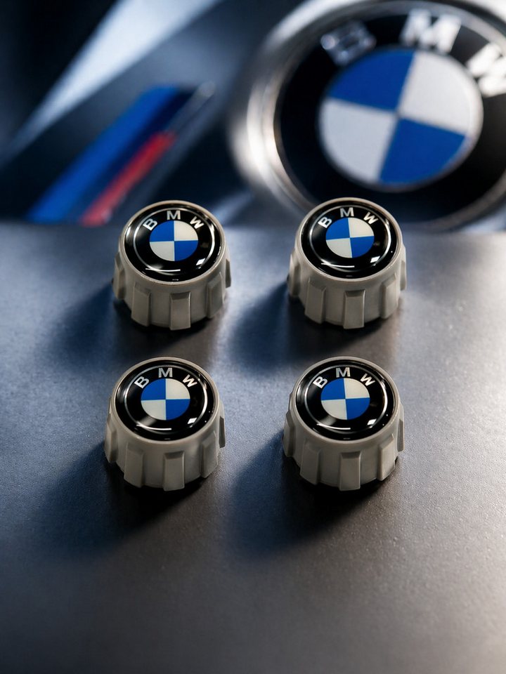 BMW Ventilkappe BMW Reifenventilkappen Ventilkappen Satz 4 Teilig UPDATE Größeres Logo, (1-St)