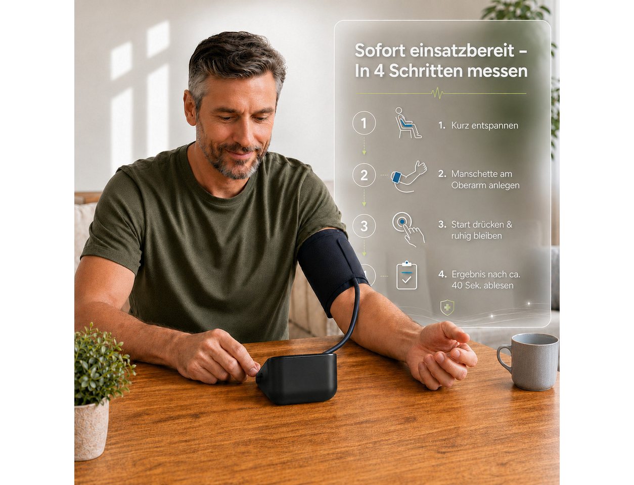 Health Press Oberarm-Blutdruckmessgerät Blutdruckmessgeraet für den Oberarm, Mit WHO-Farbskala, Pulserkennung & Speicher für 2 Nutzer