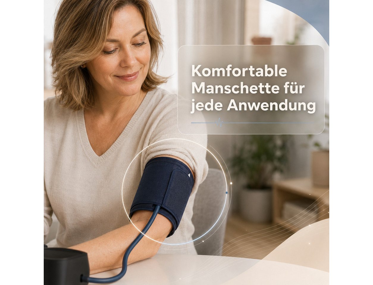 Health Press Oberarm-Blutdruckmessgerät Blutdruckmessgeraet für den Oberarm, Mit WHO-Farbskala, Pulserkennung & Speicher für 2 Nutzer Bild 5