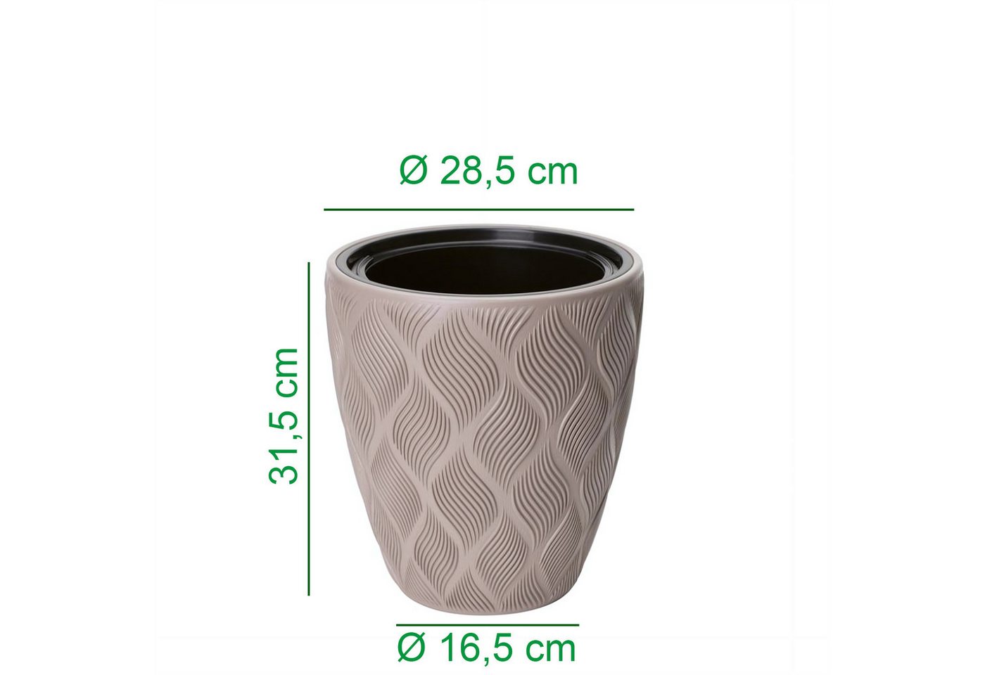 KAGM Pflanzkübel Blumenkübel Blumentopf dekorativ Ø 28,5 cm Grau-/Beige (1 St., inkl. Pflanzeinsatz) Bild 2
