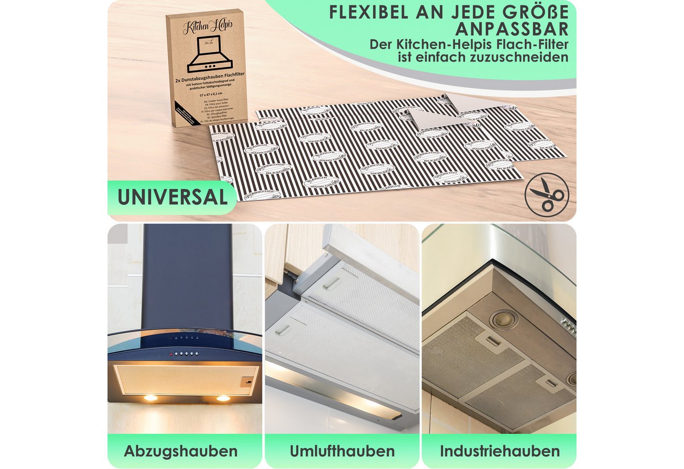 WEIDEBACH Filtermatte 2x Dunstabzugshauben Filter 57x54cm zuschneidbar kompostierbar, (2-St) Bild 2