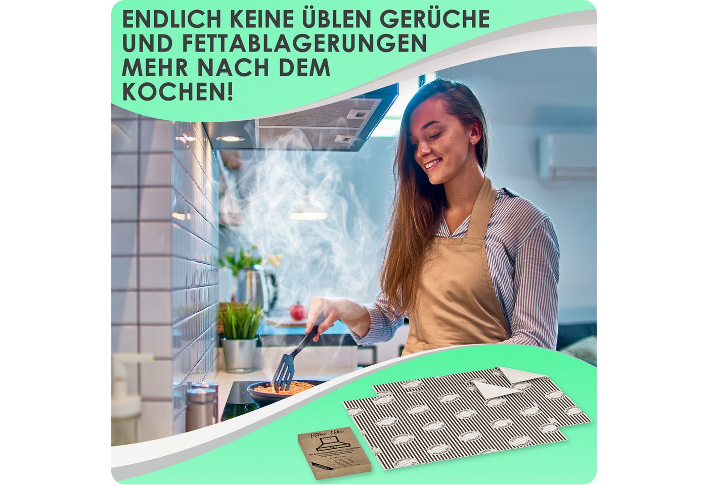 WEIDEBACH Filtermatte 2x Dunstabzugshauben Filter 57x54cm zuschneidbar kompostierbar, (2-St) Bild 4