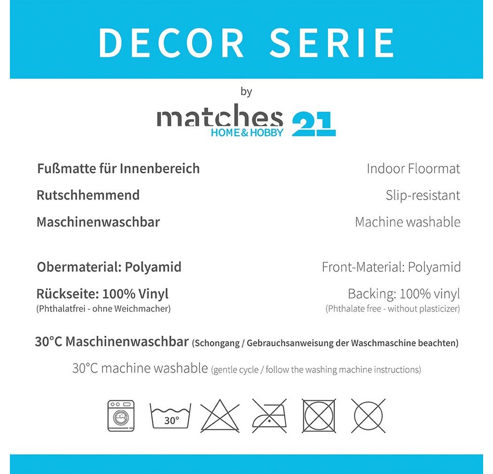 matches21 HOME & HOBBY Fußmatte Türmatte Waschbär lustig in 50x70 cm als Fussabtreter, rechteckig, Höhe: 5 mm, Rutschfester Türvorleger für innen als waschbare Schmutzfangmatte