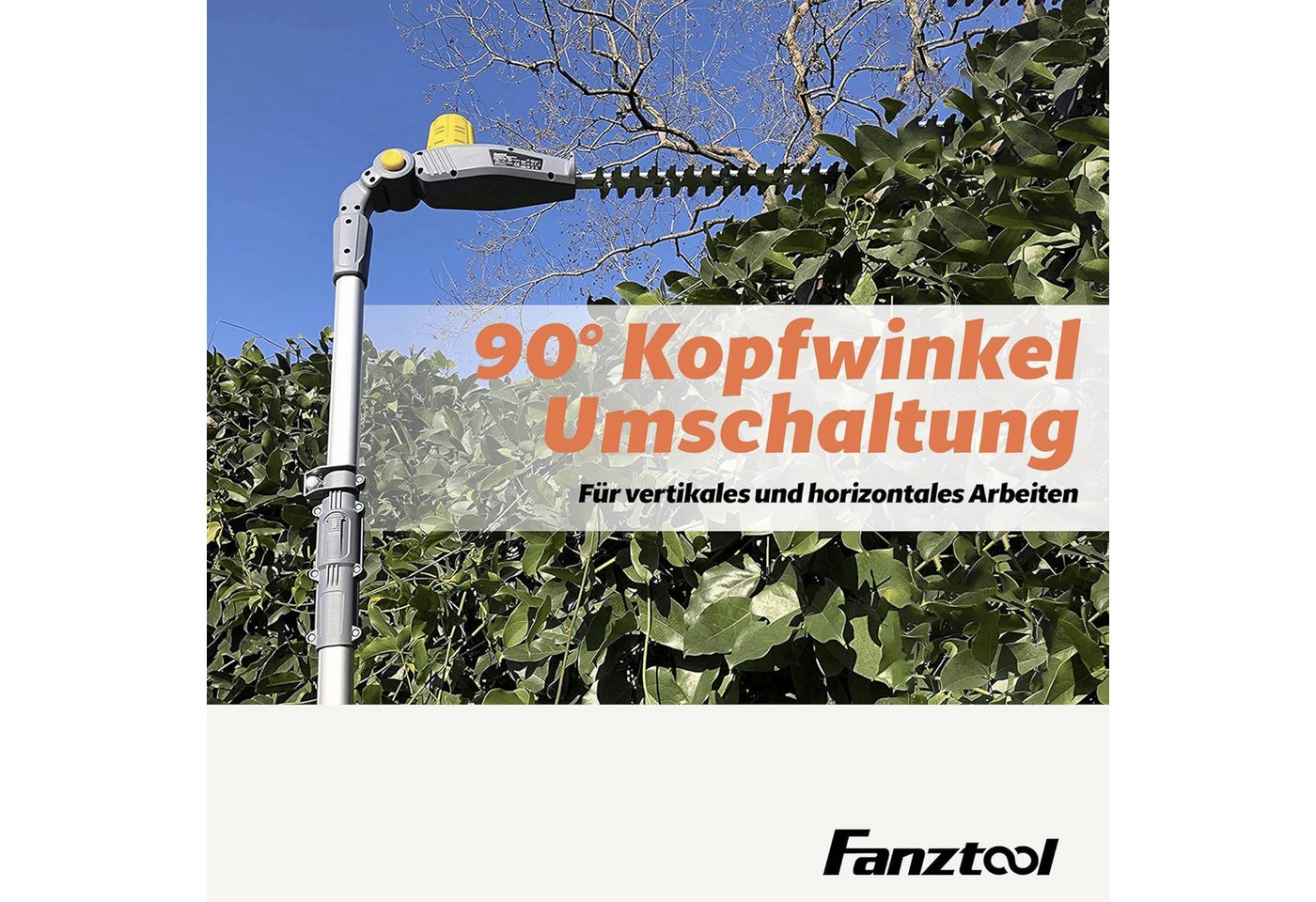 Fanztool Akku-Heckenschere FANZTOOL 20V Li-Ion Akku 2-in-1 Hochentaster/teleskop Heckenschere Bild 3