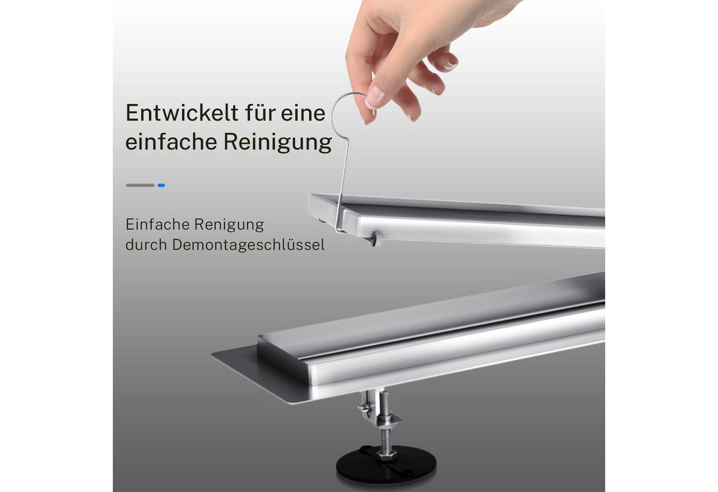 SONNI Duschrinne Edelstahl extra flach befliesbar Bodenablauf, Komplettset mit Geruchsstop und Haarsieb, Randablauf 2 in 1 Bild 4