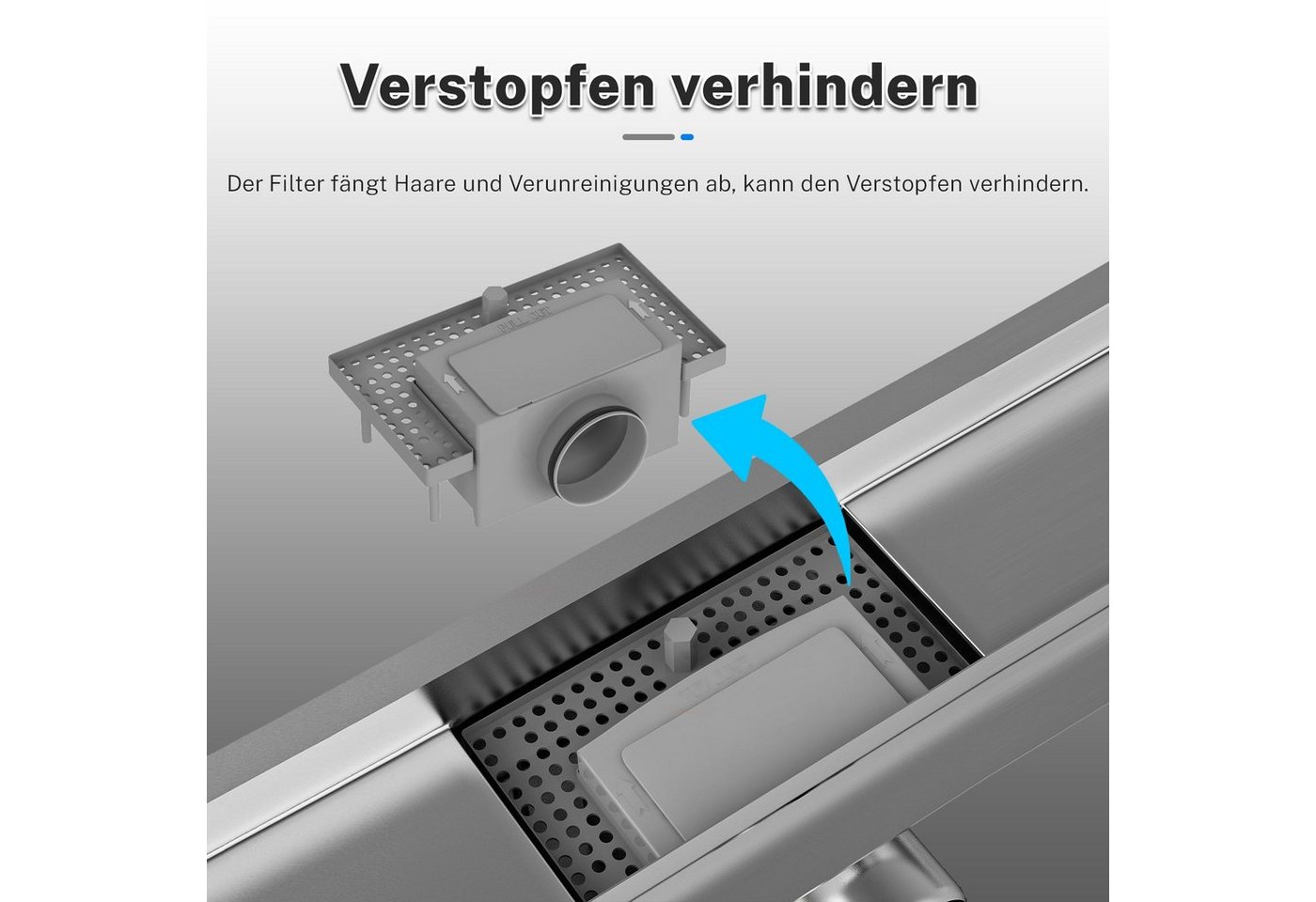 SONNI Duschrinne Edelstahl extra flach befliesbar Bodenablauf, Komplettset mit Geruchsstop und Haarsieb, Randablauf 2 in 1 Bild 5