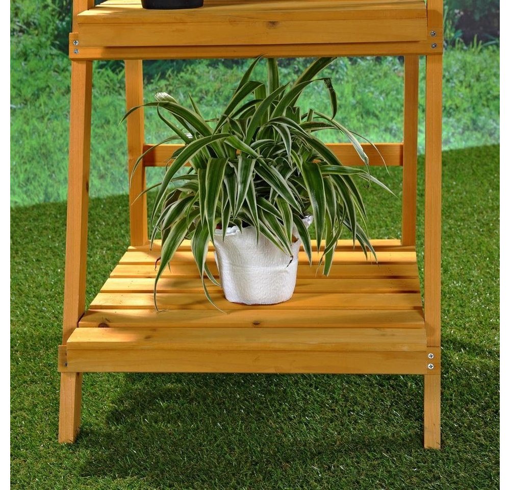 Melko Blumenständer Pflanzentreppe Blumenregal 3 Etagen Holz Braun Pflanzampel Pflanzbank (Stück), BxTxH: 43 x 44 x 109 cm Bild 3