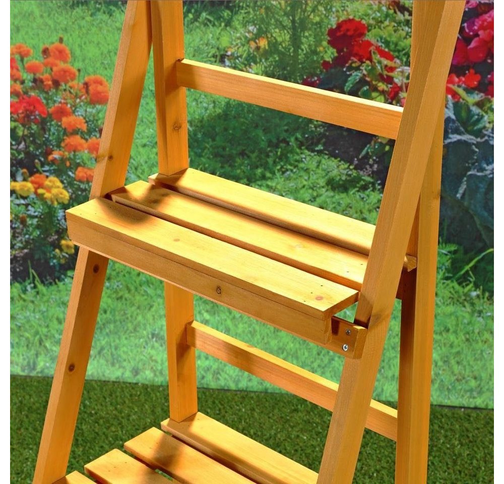 Melko Blumenständer Pflanzentreppe Blumenregal 3 Etagen Holz Braun Pflanzampel Pflanzbank (Stück), BxTxH: 43 x 44 x 109 cm Bild 5