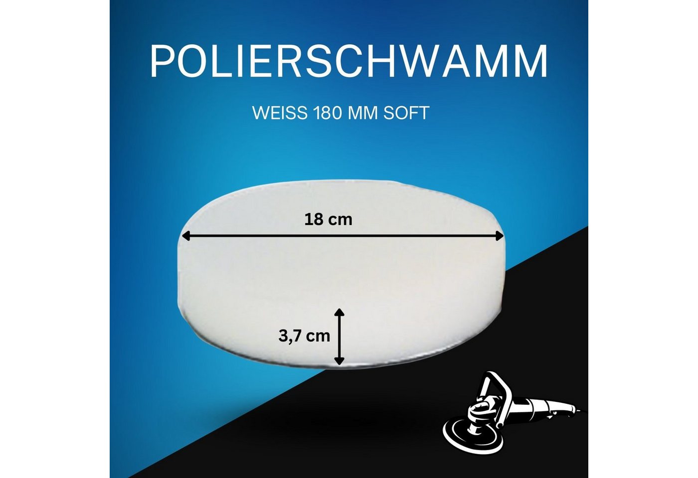 Duke-Handel Polierschwamm Polier-Zubehör Polierpads, weiss, 180mm, SOFT, (Set, 6 St., Polierpad mit ⌀ 18cm für Autopolitur), Klett-Aufnahme, Auswaschbar, Reißfest, Microporen