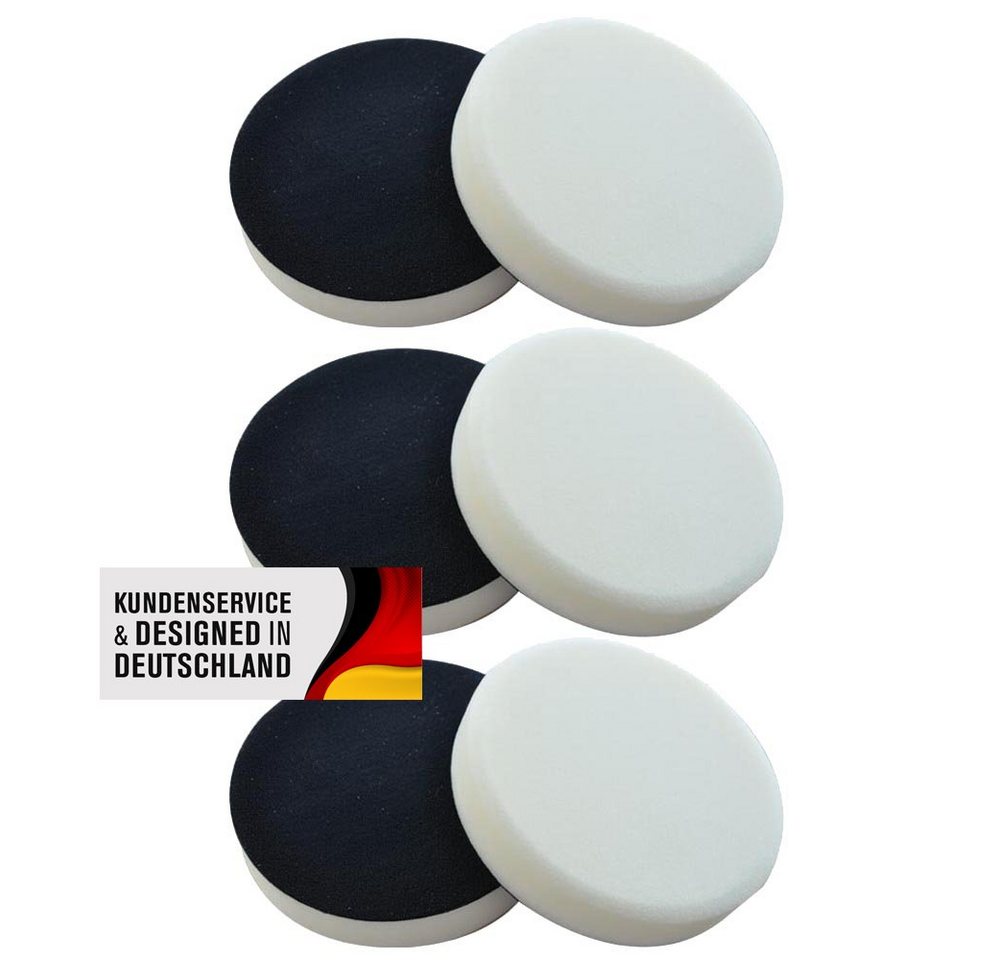 Duke-Handel Polierschwamm Polier-Zubehör Polierpads, weiss, 180mm, SOFT, (Set, 6 St., Polierpad mit ⌀ 18cm für Autopolitur), Klett-Aufnahme, Auswaschbar, Reißfest, Microporen Bild 2