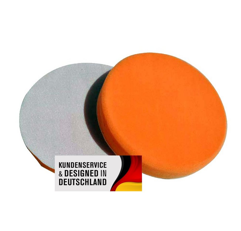 Duke-Handel Polierschwamm Polier-Zubehör Polierpads orange, 180mm, MEDIUM, (Set, 2 St., Polierpad mit ⌀ 18cm für Autopolitur), Klett-Aufnahme, Auswaschbar, Reißfest, Microporen