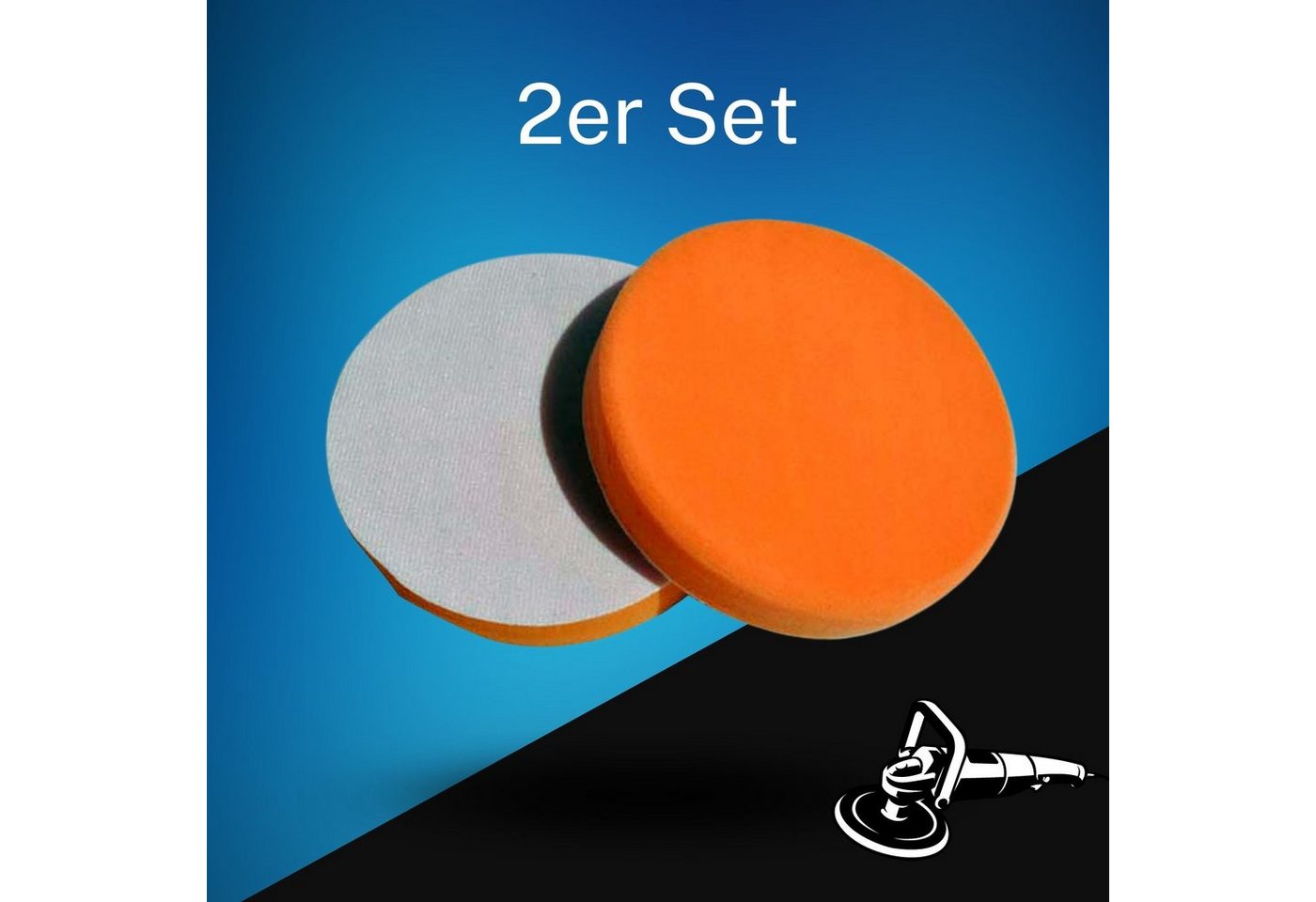 Duke-Handel Polierschwamm Polier-Zubehör Polierpads orange, 180mm, MEDIUM, (Set, 2 St., Polierpad mit ⌀ 18cm für Autopolitur), Klett-Aufnahme, Auswaschbar, Reißfest, Microporen Bild 2