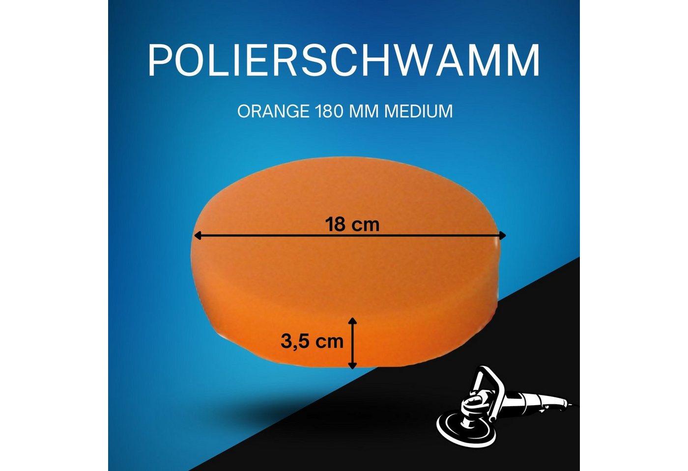 Duke-Handel Polierschwamm Polier-Zubehör Polierpads orange, 180mm, MEDIUM, (Set, 2 St., Polierpad mit ⌀ 18cm für Autopolitur), Klett-Aufnahme, Auswaschbar, Reißfest, Microporen Bild 4