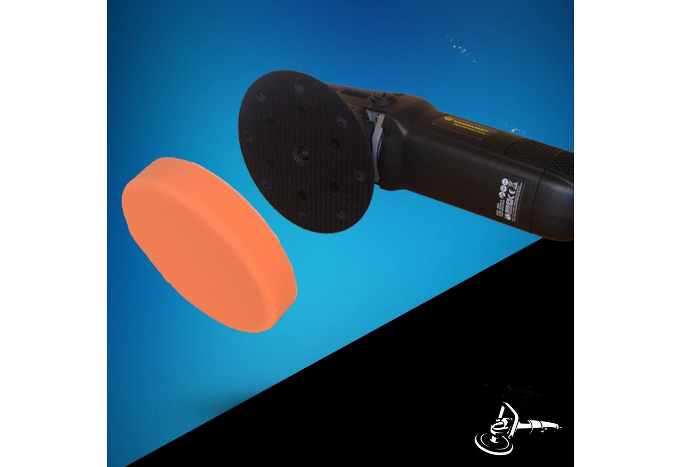 Duke-Handel Polierschwamm Polier-Zubehör Polierpads orange, 180mm, MEDIUM, (Set, 2 St., Polierpad mit ⌀ 18cm für Autopolitur), Klett-Aufnahme, Auswaschbar, Reißfest, Microporen Bild 5