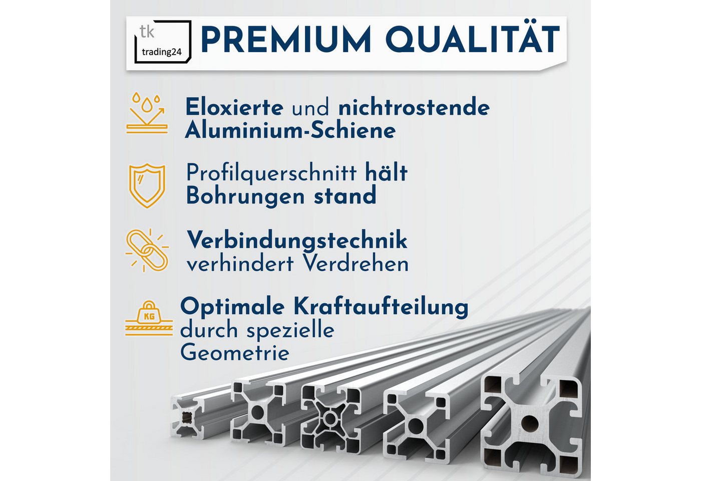 KLAK Profil KLAK 40 - 6x Aluprofil 40x40mm light 2m System-, Montageprofil Nut 8 (Set) Bild 3