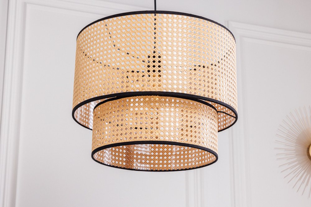 riess-ambiente Hängeleuchte VIENNA 45cm natur / schwarz, ohne Leuchtmittel, Wohnzimmer · mit Lampenschirm · Wiener Geflecht · Retro Bild 2
