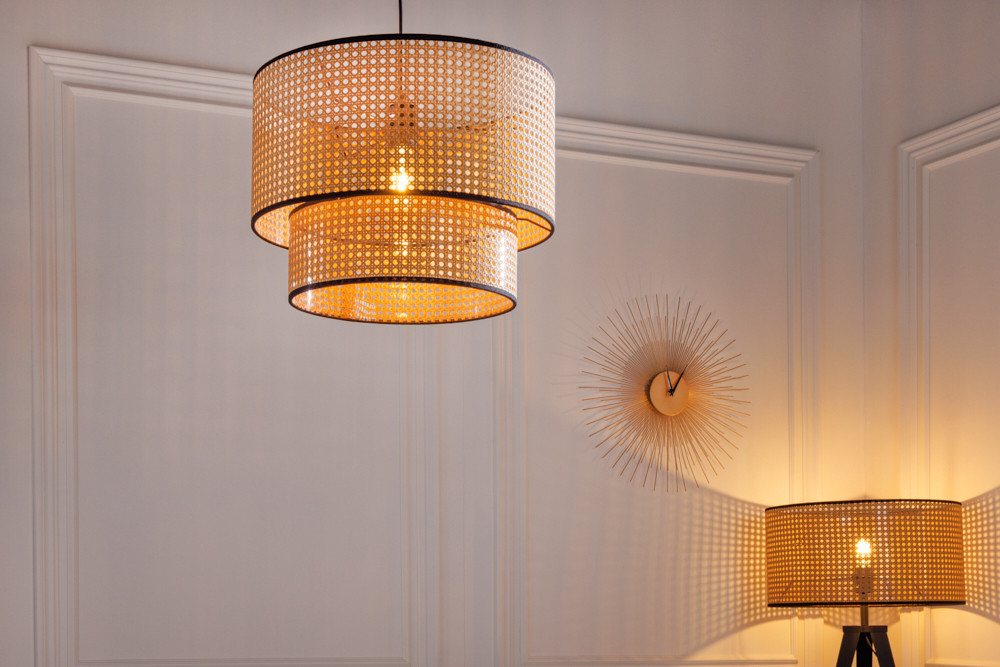 riess-ambiente Hängeleuchte VIENNA 45cm natur / schwarz, ohne Leuchtmittel, Wohnzimmer · mit Lampenschirm · Wiener Geflecht · Retro Bild 5